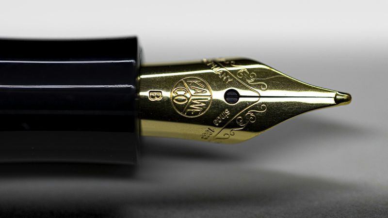 The nib of a fountain pen
