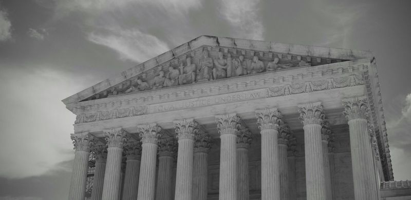 A neoclassical court building with columns